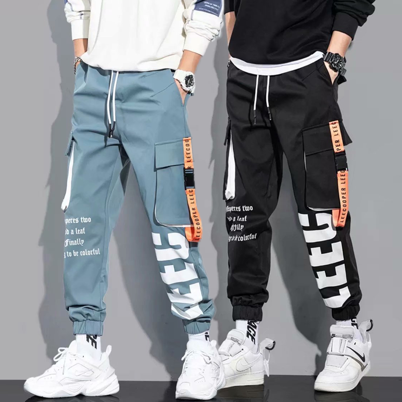 Spring and Autumn Letter Printed Overalls Men's Fashion Brand Ankle-tied Loose Hip Hop Casual Pants Fried Street Ins Super Hot Pants
