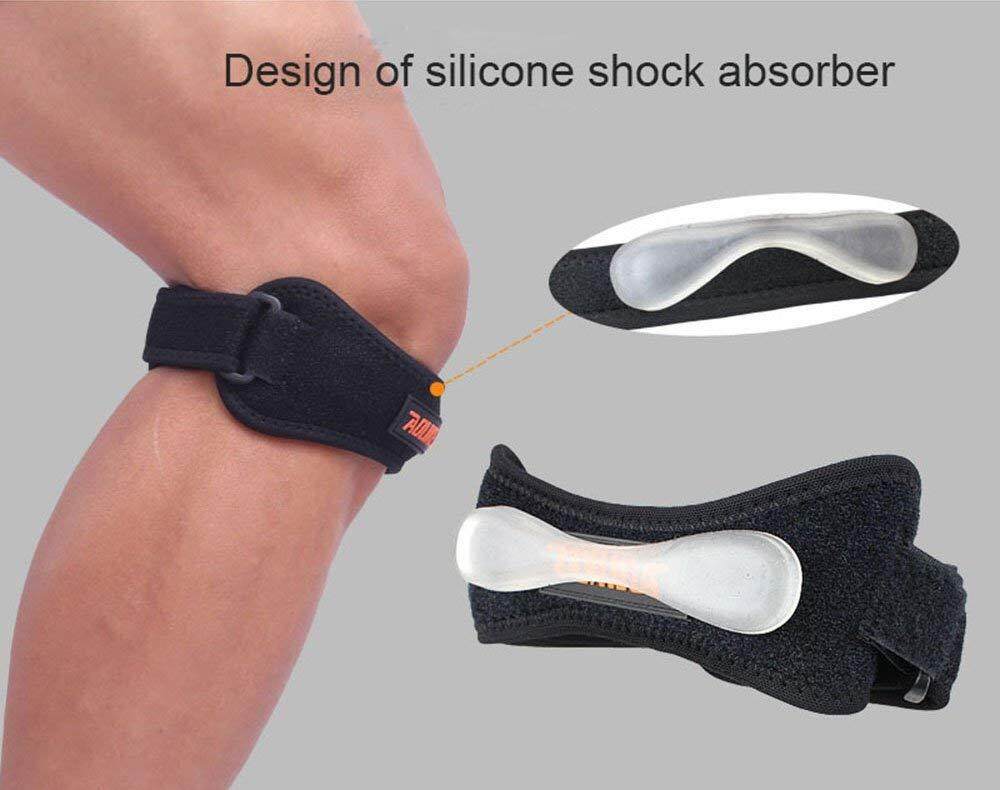 2 Pieces Knee Support Patella Strap, Unique Silicon Material, Fully Adjustable Tendon Brace Band Pad - Pain Relief for Running, Tennis, Basketball, Tendonitis