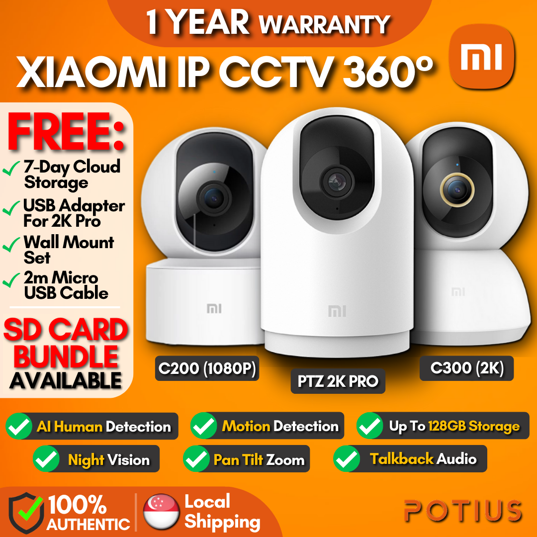 ??【?????? ???????】XIAOMI Home Security Camera 360° C200 (1080P) / C300 (2K) / 2K PRO CCTV WiFi Cam Full HD