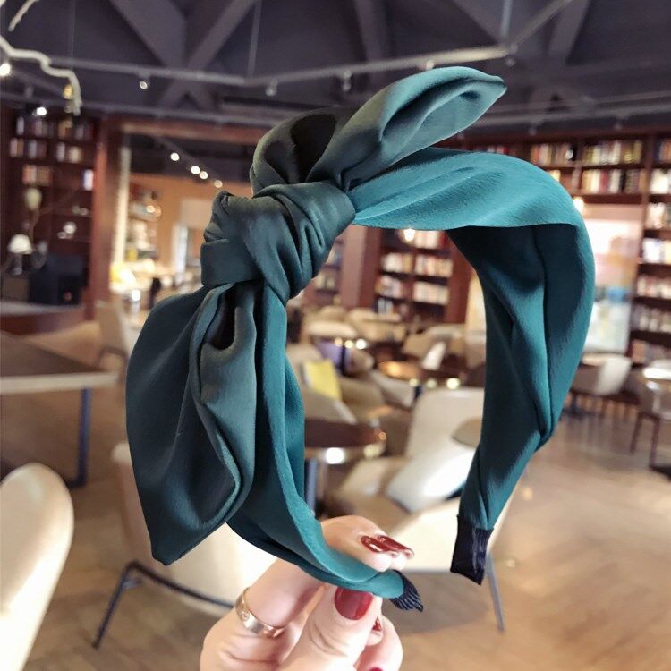 1Pc Korean Bow Wide-neck Knotted Headband Fabric Solid Color Hairband Hair Hoop Women Girl Simple Head Hoop Hair Accessory Headress
