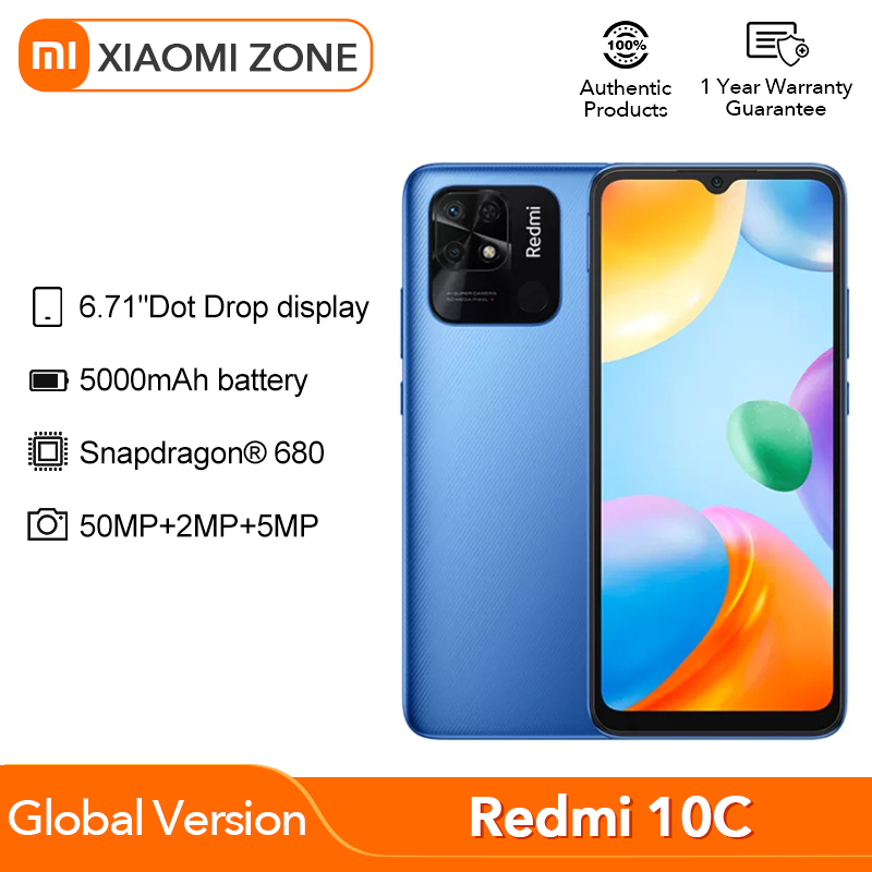 【New Arrival】Global Version Xiaomi Redmi 10C Smartphone 4GB 64GB / 128GB Snapdragon 680 Octa Core 6.71" 50MP Camera 5000mAh 18W Fast Charge