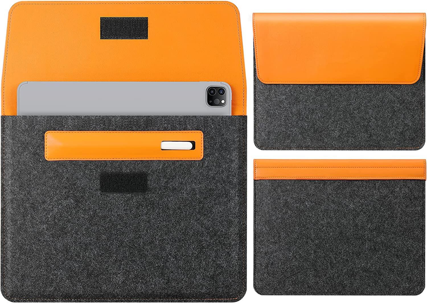 MoKo 9-11 Inch Tablet Sleeve Bag, Felt PU Leather Carrying Case Accessory Pouch Fits iPad air 5 10.9inch 2022, iPad Pro 11 2021/2020, iPad 9/8/7th Gen 10.2, iPad Air 4 10.9, Tab S8 11"