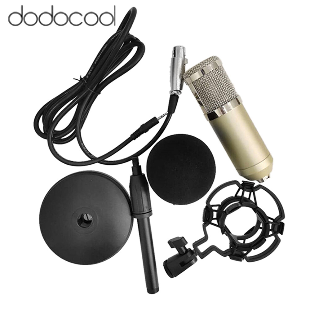 dodocool [Hot]BM-800 Condenser Microphone Portable High Sensitivity Low Noise Mic Kit for Computer Mobile Phone Studio Live- Stream Broadcasting Recording with Round Disk Support