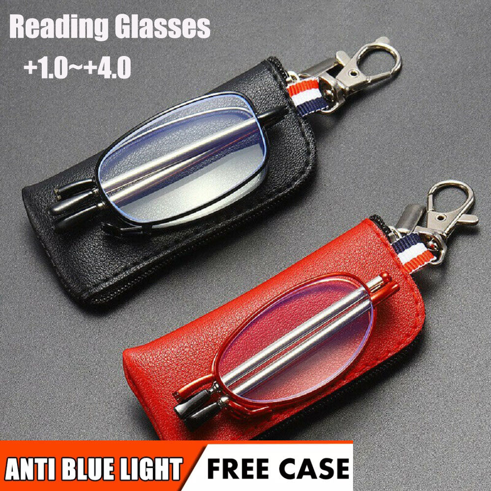[Ready Stock] Portable Foldable Reading Glasses Men Women With Grade 1.0~4.0 Telescopic Temple Glasses Anti-Blue Light Glasses For Men And Women +Free Box
