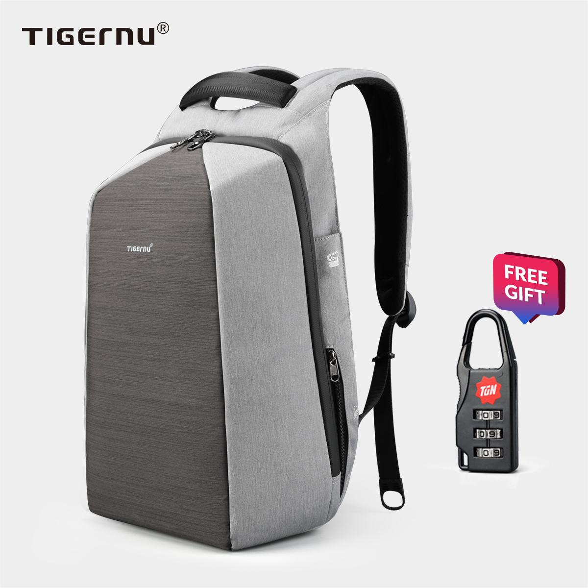 Anti theft backpack Tigernu New Design Anti-theft Waterproof Laptop Backpack Fanshion Men Bags USB Charging Port Business Backpack for Men - intl