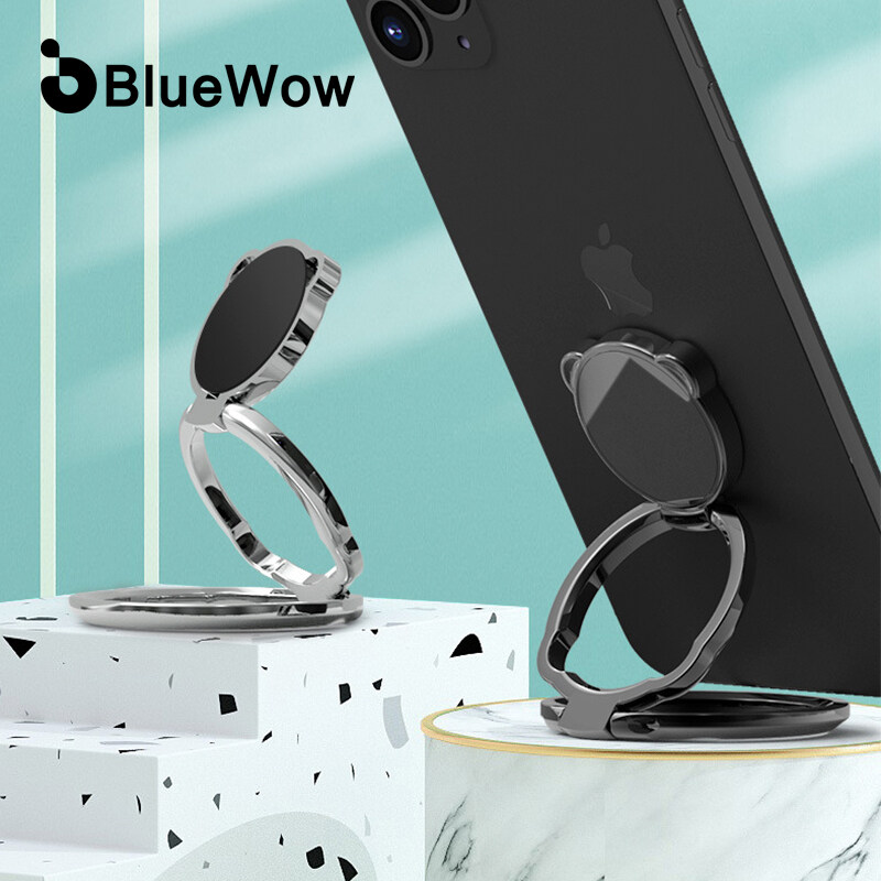 BlueWow ZJ-008 Mobile Phone Finger Ring Holder ,New Bear Folding Electroplating Mobile Phone Bracket Magic Ring Buckle Mobile Phone Bracket