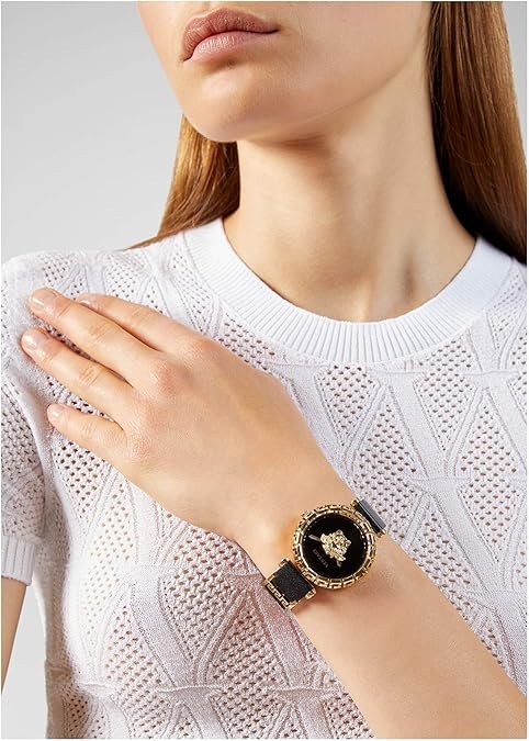 Versace Womens Black 37 mm Palazzo Empire Greca Watch VEDV00119
