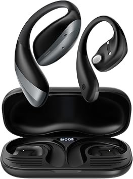 Open-Back Earphones, Bluetooth 5.4 True Wireless Earbuds, Bone Conduction Earphones, with Microphone for Clear Calls, 56 Hours of Playtime, Lightweight Bone Earbuds, IPX6 Waterproof, Comfortable Fit,
