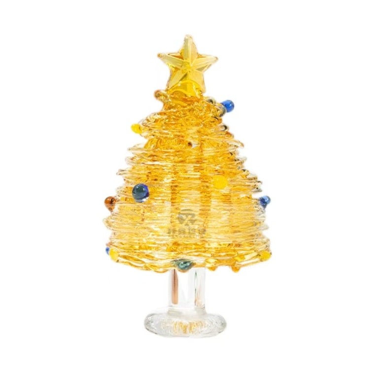 Christmas Tree Handwork Coloured Glaze Christmas Decoration-Golden 1Pc